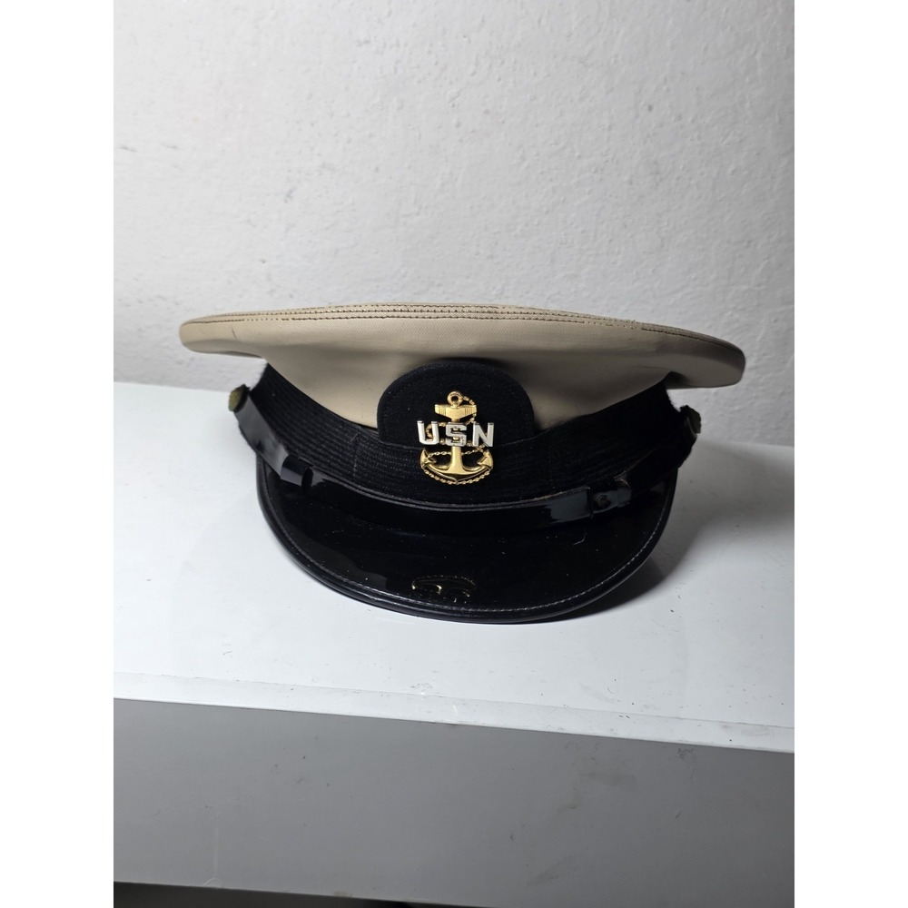 Vintage Bernard US Navy Hat Size : Made In USA : Black White - Picture 3 of 10